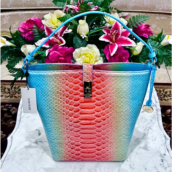 Brahmin Shira bucket Shoulder bag Designer Leather Purse. - Picture 4 of 12